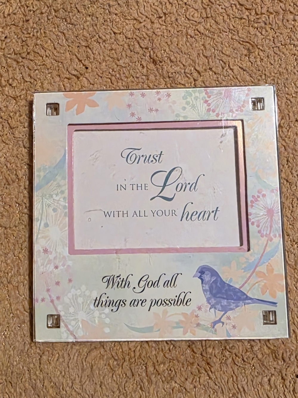Inspirational Floral Wall Plaque - Trust in the Lord (Pink, Blue)pictute Magnet